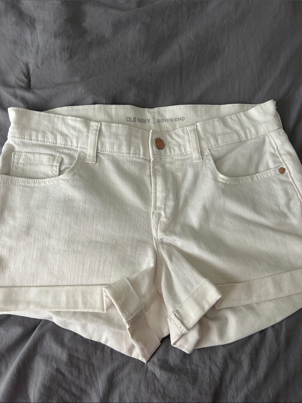 Old Navy White Boyfriend Denim Shorts